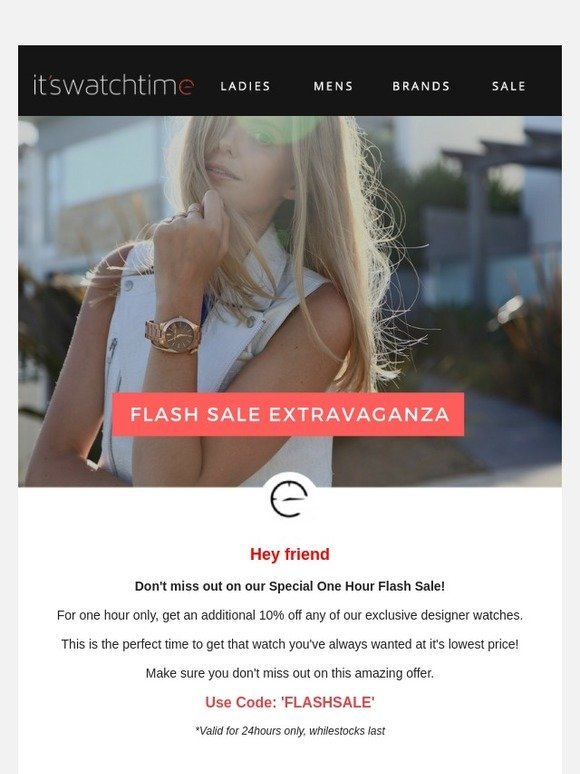 Hey friend, 24 Hour Flash Sale - Don't Miss Out! ⌚ - It'sWatchTime.com