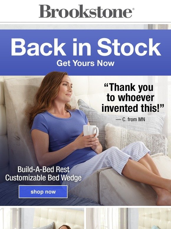 Brookstone Back In Stock Our 5 Star Build A Bed Rest Bed Wedge Milled