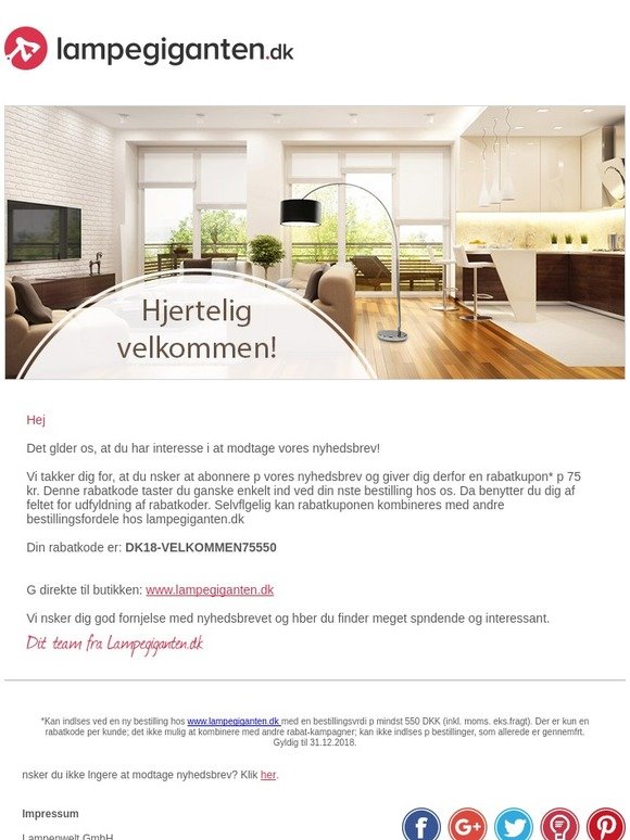 Din rabatkode på 75 kr fra tilmeldingen af vores nyhedsbrev