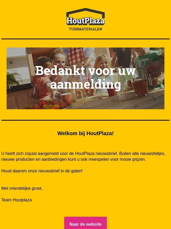 Bedankt voor uw aanmelding
