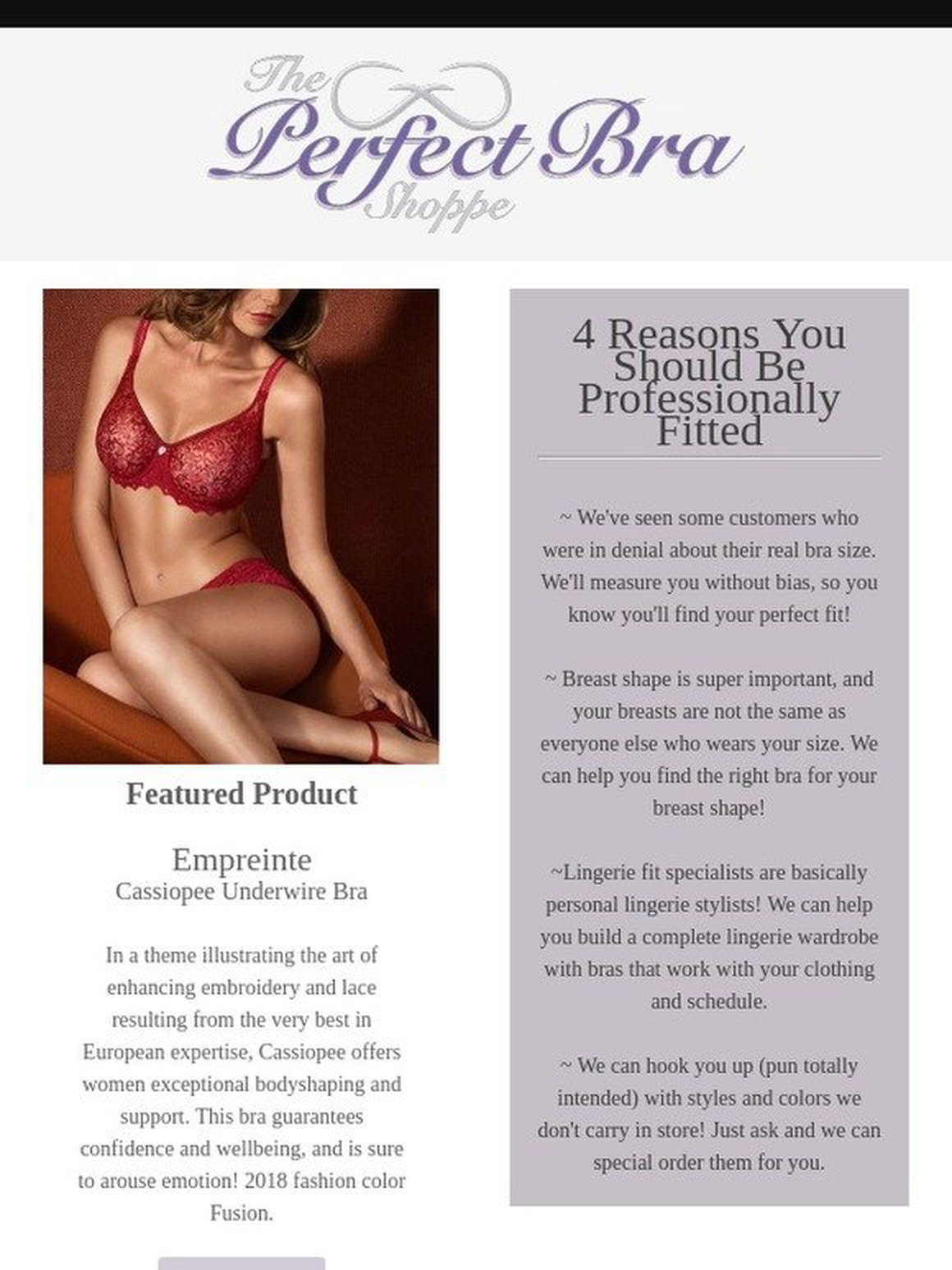 The Perfect Bra Shoppe - Bras, Lingerie and Swimwear: For Fits