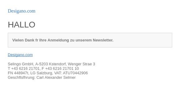 [Desigano.com] Newsletter-Bestätigung