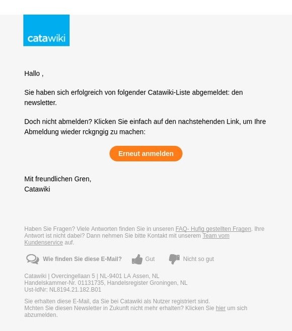 Ihre Abmeldung war erfolgreich