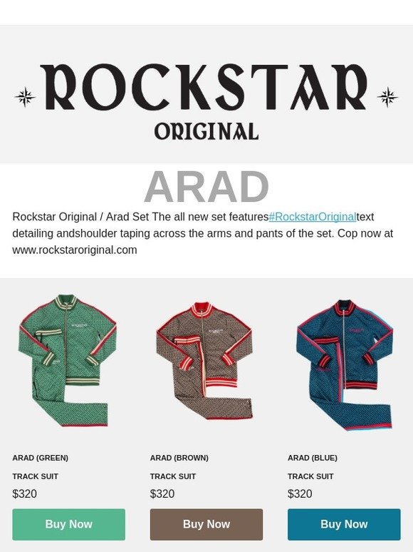 arad tracksuit rockstar jogger suit