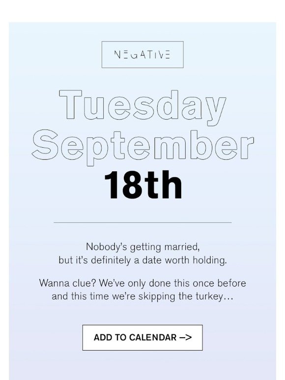 Negative Underwear SAVE THE DATE Milled