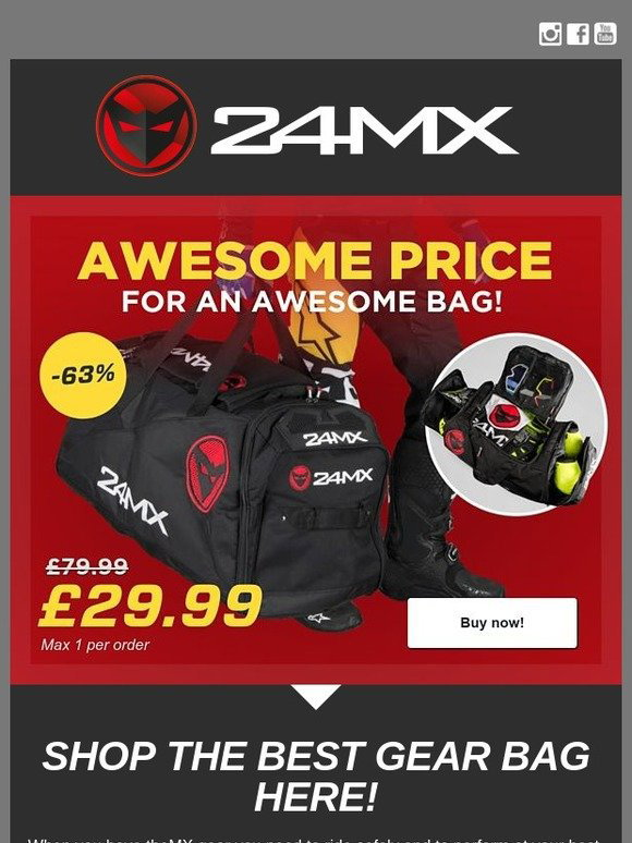 24MX UK: Come check all the discount gear bags here 63% off today £29.99! | Milled