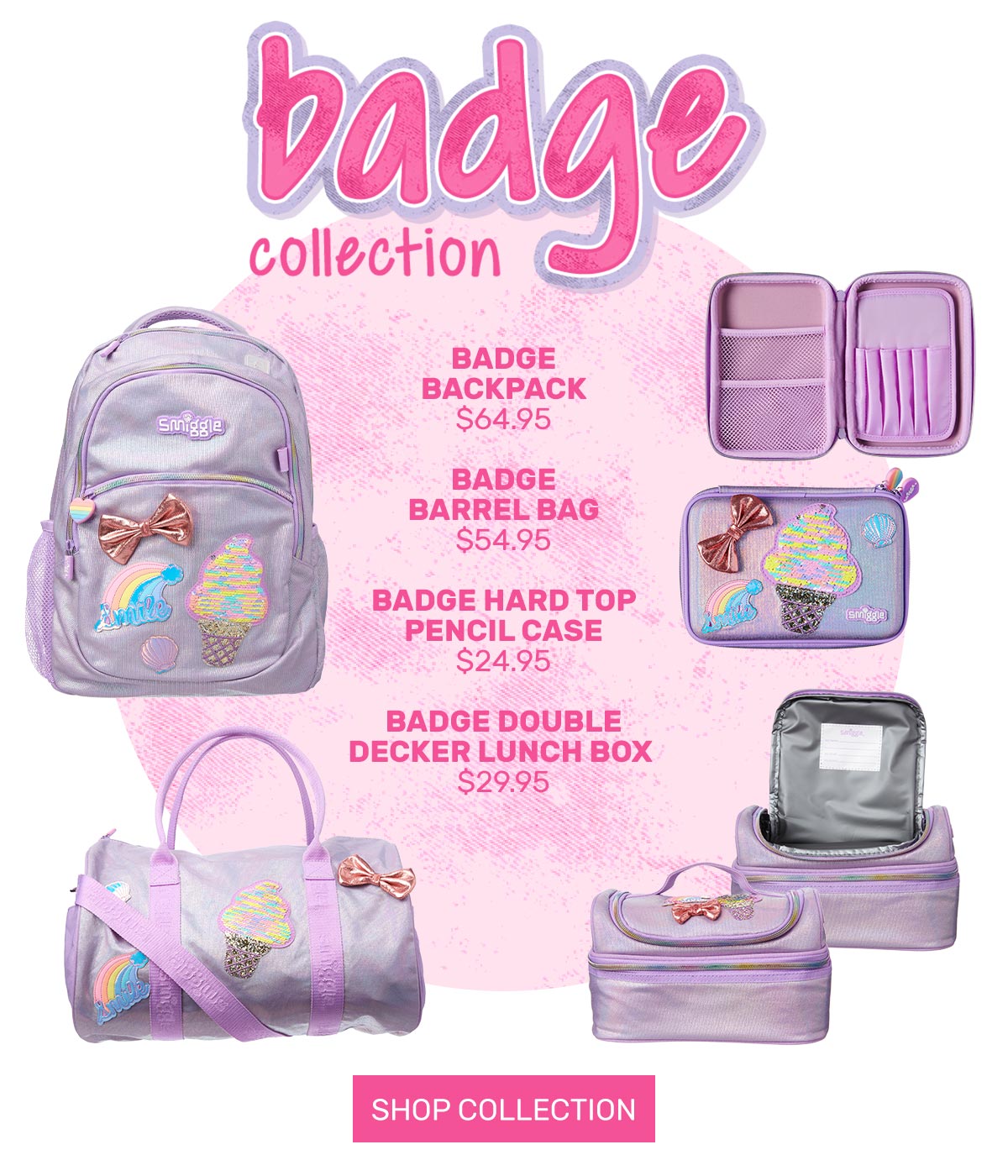 smiggle badge backpack