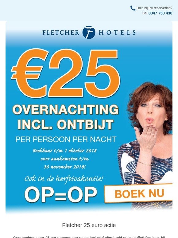 Fletcher.nl Overnachten voor €25 euro p.p.p.n. incl. ontbijt? Milled
