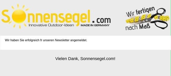 Newsletter Anmeldung erfolgreich