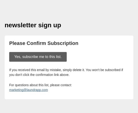 newsletter sign up: Please Confirm Subscription