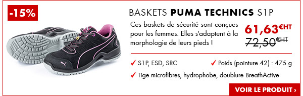 Baskets de sécurité pour femme Puma Technics S1P ESD SRC