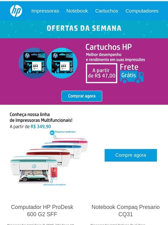Ofertas HP em até 10x sem juros. Aproveite!