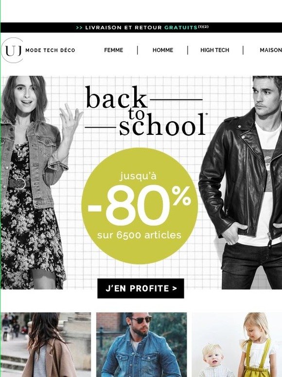 Back To School : jusqu'a -80% sur toute la mode