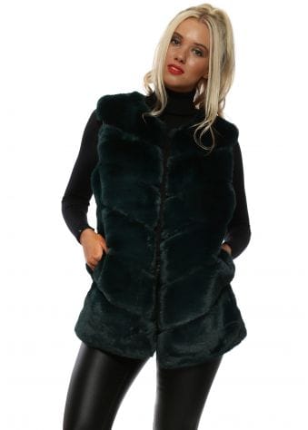 Dark Green Faux Fur Gilet