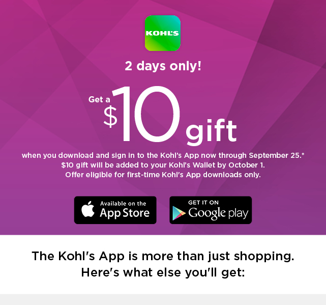 Kohl's: Get $10 off when you download the Kohl's App! | Milled