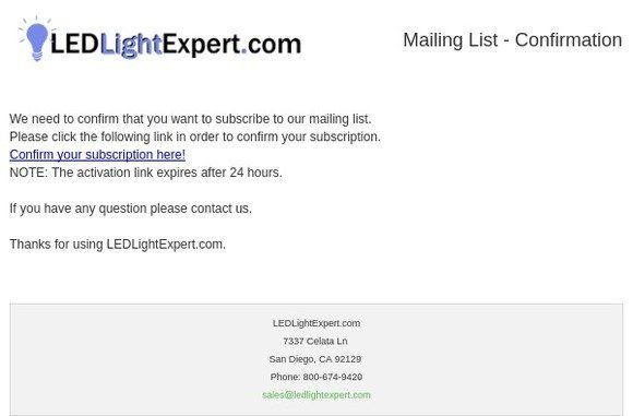 LEDLightExpert.com: Confirm the subcription