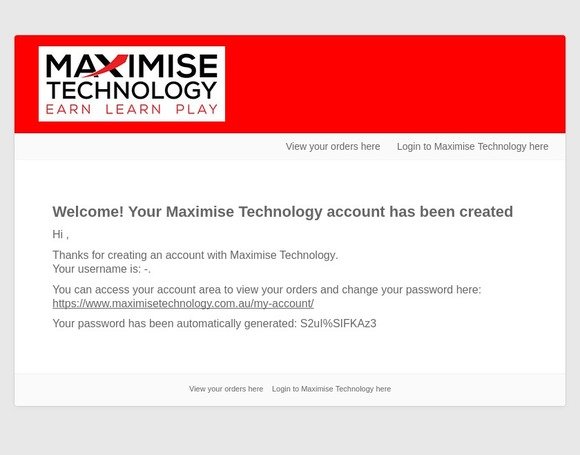 Your account on Maximise Technology