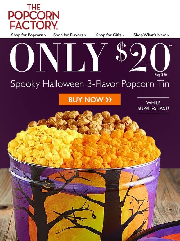 The Popcorn Factory Halloween Popcorn Tin Only 20 Milled