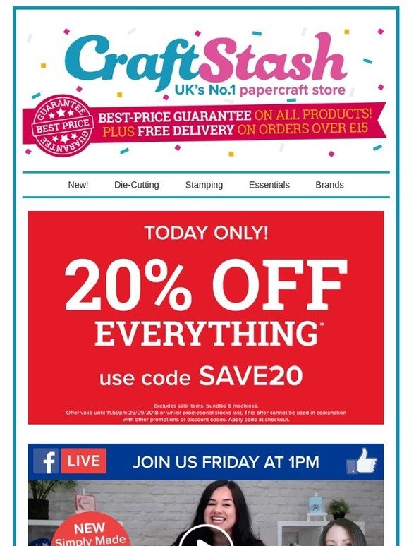Craft Stash: 20% Off EVERYTHING* Ends Midnight! - Milled