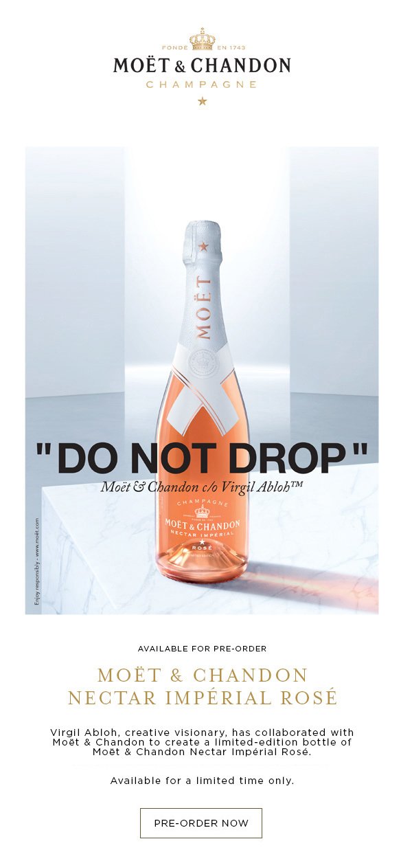 ReserveBar: Pre-Order a Limited Edition Moët & Chandon Nectar Impérial Rosé  in collaboration with Virgil Abloh.
