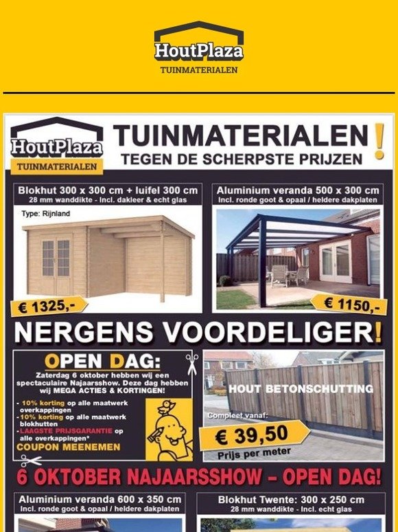 Najaarsacties & kortingen op alle tuinhuizen & terrasoverkappingen!