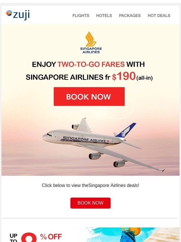 Singapore Airlines fares from just $190!