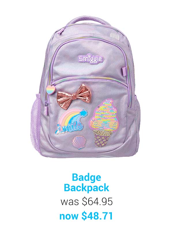 smiggle badge backpack