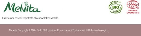 Benvenuto su Melvita! Il tuo account è stato confermato.
