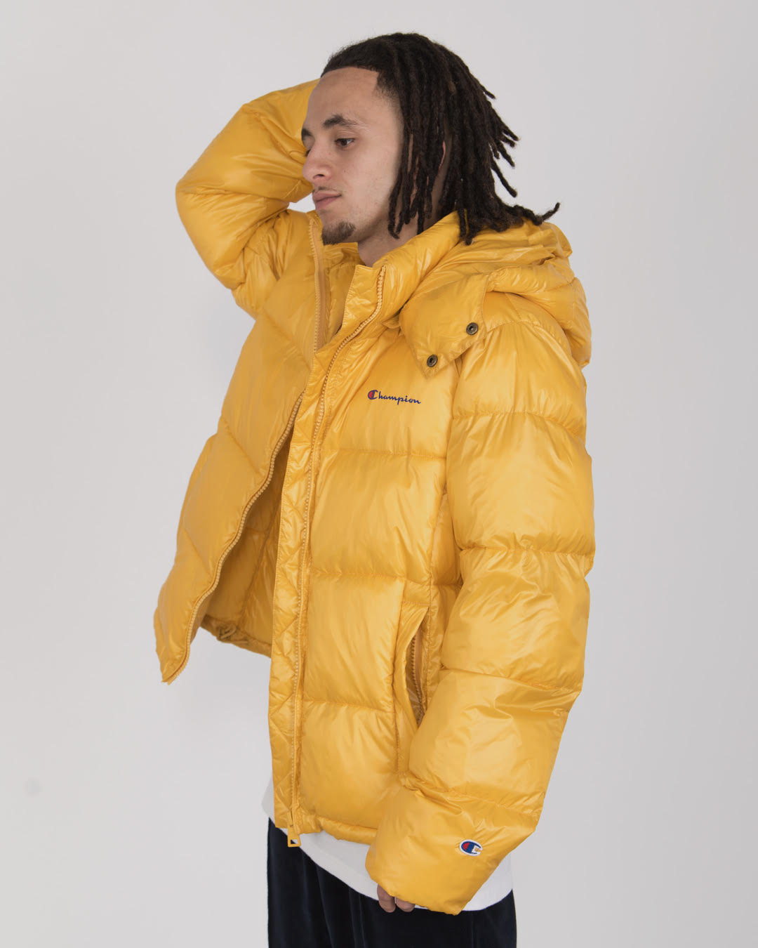 champion yellow puffer jacket