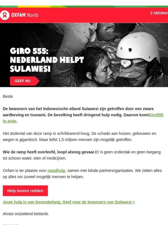 Giro 555: Nederland helpt Sulawesi