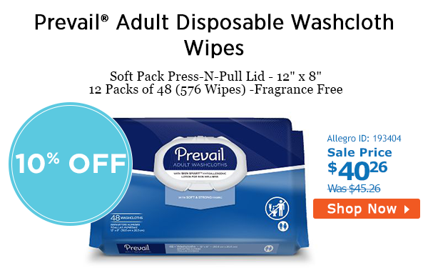 Prevail® Adult Disposable Washcloth Wipes