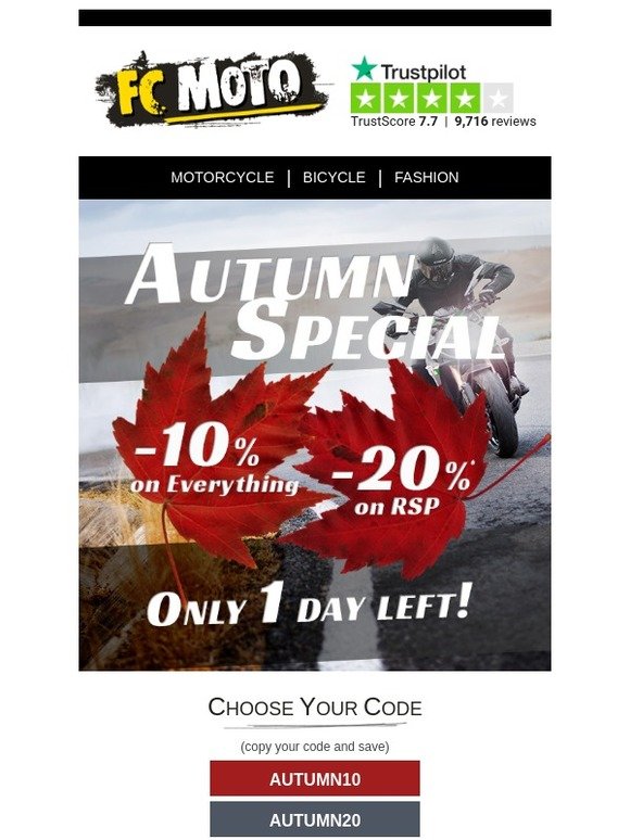 Fc Moto De Last Day Up To Discount In Our Autumn Special Milled