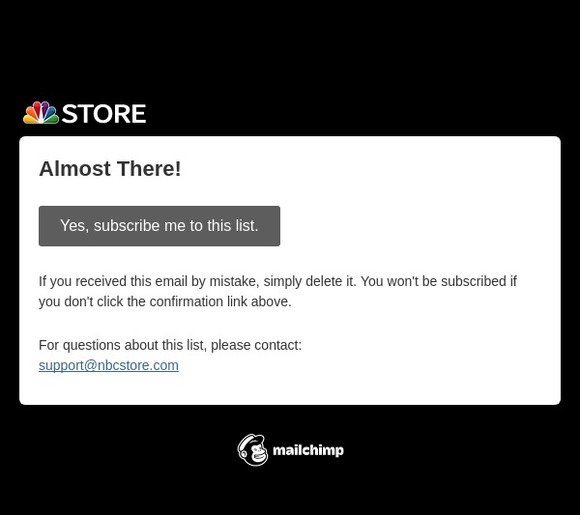 NBC Store: Please Confirm Subscription