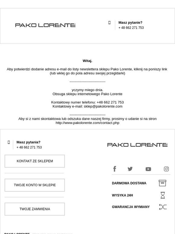 Pako Lorente - Dodanie adresu e-mail do listy newslettera