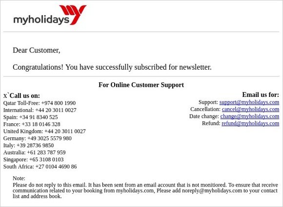 Thanks For Subscribing Newsletter