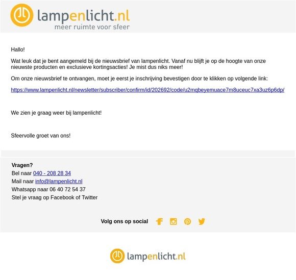 Nieuwsbrief abonnementbevestiging