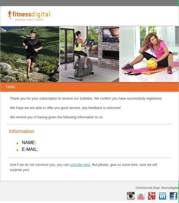 Confirmation of subscription.