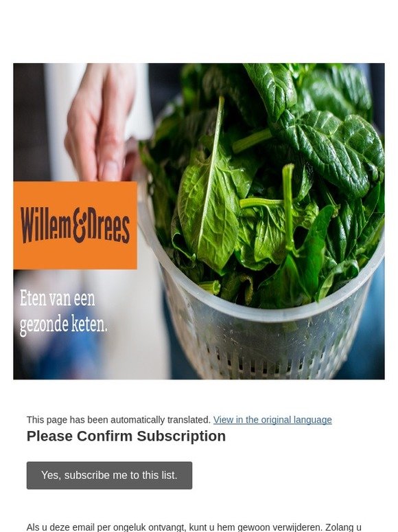Willem&Drees Nieuwsbrief: Please Confirm Subscription