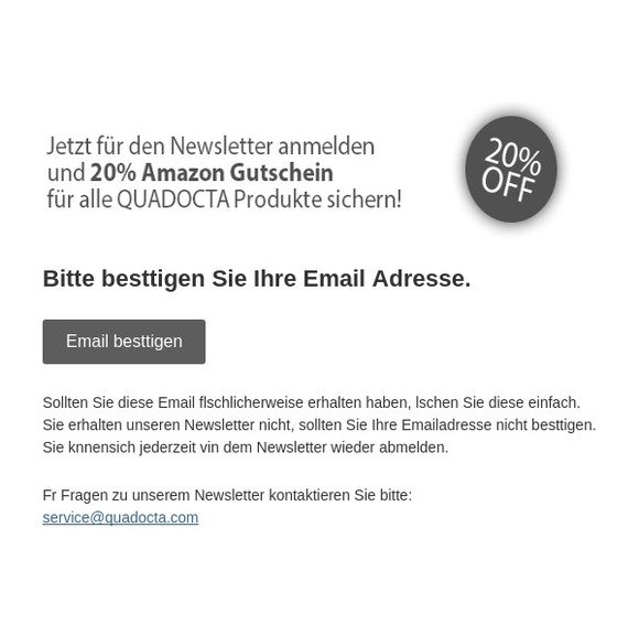 QUADOCTA Newsletter: Email bestätigen