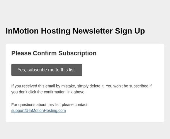 InMotion Newsletter Sign-Up: Please Confirm Subscription