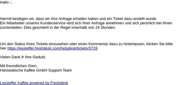 Ticket erhalten- General inquiry: from --