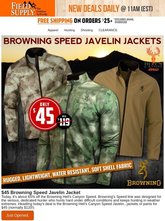 FieldSupply Here you go 45 Browning Speed Javelin jackets, while