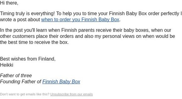 When to order your Finnish Baby Box?