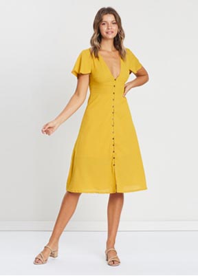 Melody Button Through Midi Dress