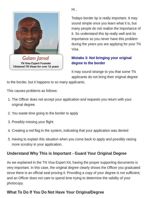 Mistake 3: Incorrectly providing this one supporting document can get your TN denied