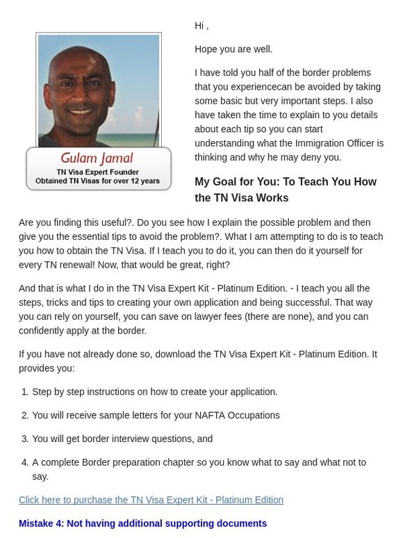 Mistake 4: How your supporting documents can avoid you TN border problems