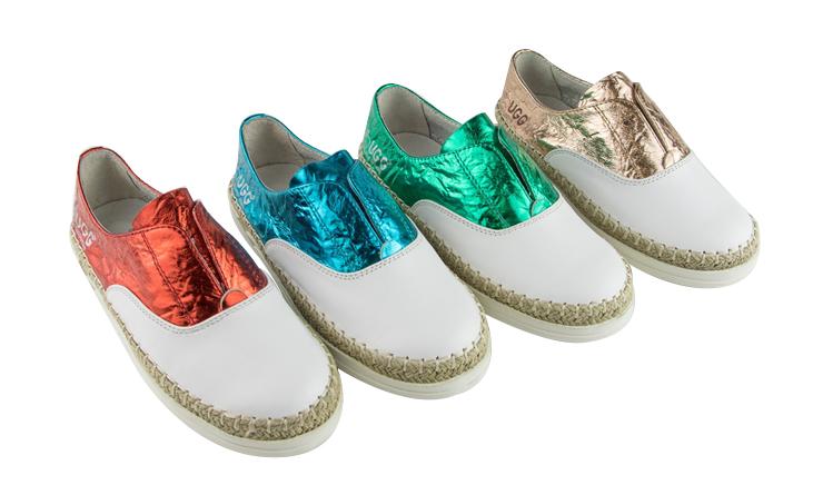 Image of UGG Brilliant Kids Shell Leather Slip On Comfort Flats, Breathe, 4 Colors on Options