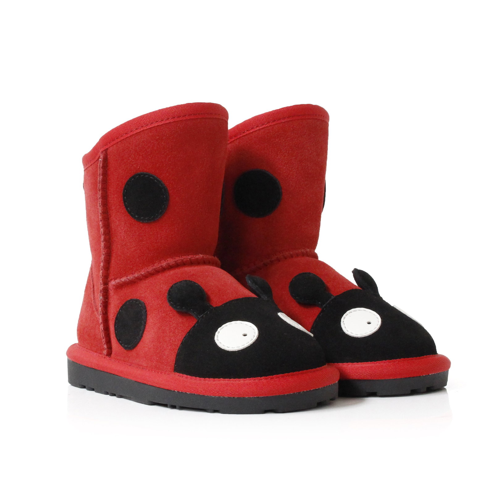 Image of UGG Kids Ladybug Deluxe Australian Sheepskin Boots in Red, Playful Funny Comfy