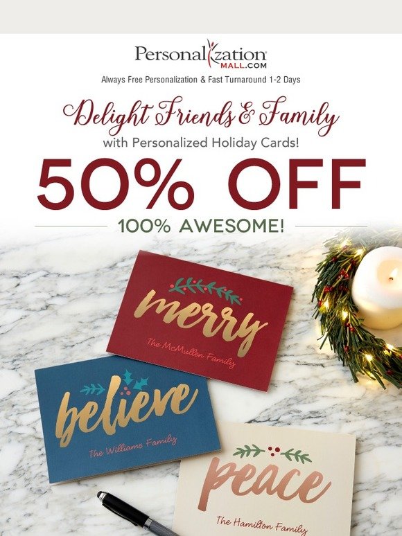 PersonalizationMall.com: Save 50% On Personalized Christmas Cards | Milled