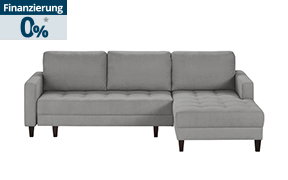 smart Ecksofa hellgrau - Flachgewebe Geradine